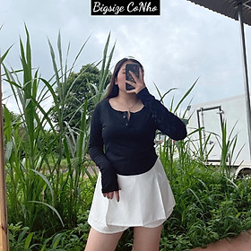 BIGSIZE 58-90KG Áo thun kiểu tay dài bigsize nữ, Áo phông oversize sang chảnh G11 - Màu Đen