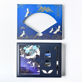 Bút pha lê hạc gradient 1 bút tặng kèm mực + 1 gác cọ hình hạc + 1 sổ viết hoa văn hạc đựng trong túi hạc sang trọng tập viết chữ Trung Quốc, Calligraphy, thư pháp phiên bản bút thuỷ tinh CÓ VIDEO