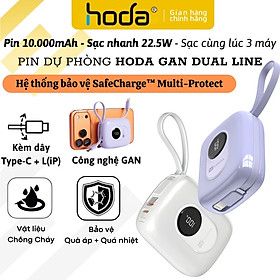 Mua Pin Sạc Dự Phòng HODA SafeCharge Multi-Protect 10.000mAh sạc Nhanh PD 22.5W  Tích Hợp Cáp Type-C & L(iP) Sạc 3 Thiết Bị  8 lớp bảo vệ an toàn – sạc mát  không hại pin - Hàng nhập khẩu