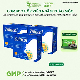 Combo 3 hộp viên ngậm Ho thảo mộc Zalocol Hỗ trợ giảm đờm, giảm đau rát họng, khản tiếng (Hộp 20 viên) - Genat