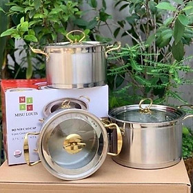 Mua Bộ nồi Misu Louis đa năng 3 món bộ nồi inox 304 đức cao cấp dễ dàng vệ sinh và truyền nhiệt nhanh
