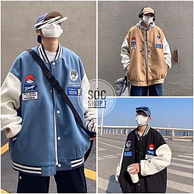 Áo khoác bomber nỉ phối tay cậu bé form rộng unisex