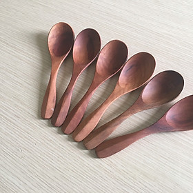 Mua Bộ 6 thìa  muỗng GỖ NHÃN loại vừa màu nâu nhạt 15 5cmx4cm-TG17