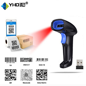 Hình ảnh Máy quét mã vạch không dây YHD 1100DW 2D đọc mã vạch Barcode(1D), Qrcode(2D) kết nối đầu thu USB dùng trên Máy tính, Laptop - Hàng Nhập Khẩu