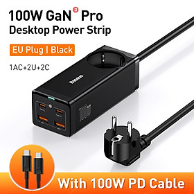 Củ Sạc Siêu Nhanh 100w Gan 3 Pro Baseus Desktop Power Ship Tích Hợp AC – Type C – USB Cho Máy Tính, Laptop, Điện Thoại - Hàng Chính Hãng