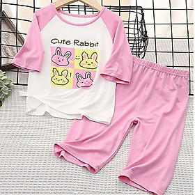 Đồ bộ bé gái Set quần áo cho bé gái mặc nhà thời trang trẻ em size đại 55kg CUTE RABIT