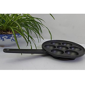 Mua Khuôn bánh khọt bằng gang nguyên khối 7 lỗ có tay cầm ( sử dụng bếp từ )