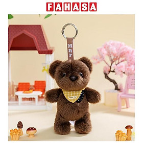 Móc Khóa Bông Gấu Đeo Khăn Caro 15 cm - ZooZoo 1512026 - Gấu Nâu