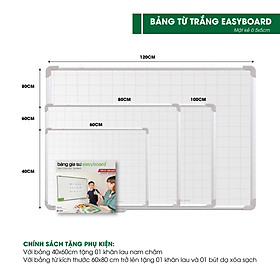 Bảng Từ Trắng Easyboard Hàn Quốc - kích thước 60x100cm - có kèm quà tặng (khăn lau và bút dạ)