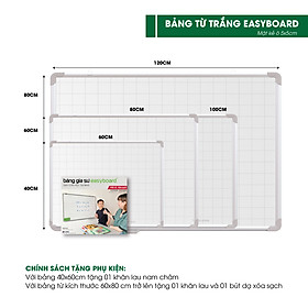 Bảng Từ Trắng Easyboard Hàn Quốc - kích thước 60x100cm - có kèm quà tặng khăn lau và bút dạ