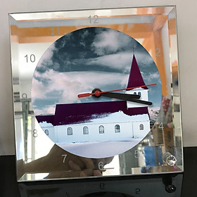 Mua Đồng hồ thủy tinh vuông 20x20 in hình Church - nhà thờ (91) . Đồng hồ thủy tinh để bàn trang trí đẹp chủ đề tôn giáo
