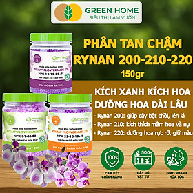 Mua Bộ 3 Phân Tan Chậm Greenhome  Rynan 200-210-220 Chuyên Phong Lan 3 Giai Đoạn Dưỡng Cây Con  Kích Hoa  Sau Ra Hoa