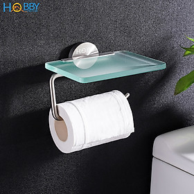 Kệ để giấy vệ sinh có mái che HOBBY Home Decor G16 - mái che thủy tinh - chất liệu Inox 304 không rỉ - gắn âm tường