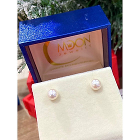 Bông tai đính ngọc trai nước mặn akoya, chuôi vàng ý 18k - moon jewelry