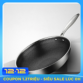 Chảo Chống Dính Inox 304 Cao Cấp - Công Nghệ Blackcube 7 Lớp (Tặng Móc Khóa BG)