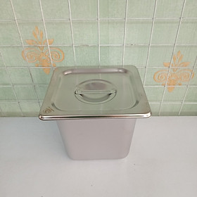 Mua Khay inox 1/6 đựng topping  thực phẩm có nắp