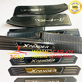 ỐP BẬC CỬA, NẸP BƯỚC CHÂN TRONG NGOÀI CARBON XE MITSUBISHI XPANDER VÂN CACBON 2018 - 2021 - 2022 hàng cao cấp