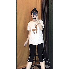 Đồ bộ mặc nhà in hình con nai siêu xinh thun cotton mát mịn