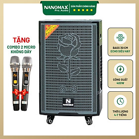 Loa Kẹo Kéo Karaoke Bluetooth Nanomax KN 8-3 Lưới Xám Bass 30cm Công Suất 400w Tặng 2 Mic Bản Mới 2023 Hàng Chính Hãng