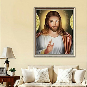 Tranh thêu chữ thập Chúa Jesu LV3029 - size: 50*61cm (tự thêu)