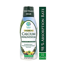 Tropical Oasis Liquid Calcium & Magnesium - Natural formula w/ support for strong bones - Liquid vitamins w/ calcium, - 16oz, 32 Serv.