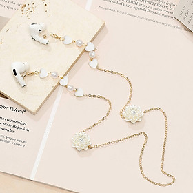 Dây kính chuỗi đeo gọng kính trái tim và hoa hồng ngọc trai trắng phong cách Hàn Quốc tiểu thư nhẹ nhàng