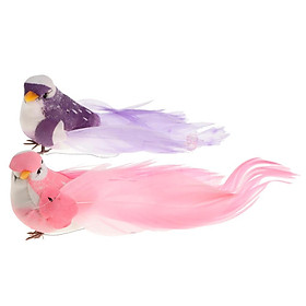 2Pcs Fake Artificial Foam Feather Bird with Clip for Home Ornaments Wedding