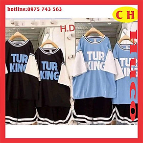 sét áo thun phối tay raplang turking tay ngắn chất cotton mềm mát + quần đùi V, sét đồ bộ nam nữ freesize unisex giá rẻ