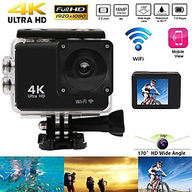 Camera thể thao Camera hành động Ultra HD 4K / 25fps WiFi 2.0 "170 Máy ảnh Ghi máy mũ bảo hiểm không thấm nước dưới nước