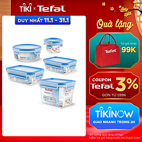 Mua Bộ 5 hộp bảo quản thực phẩm nhựa BBA free  Tefal Masterseal Fresh  sản xuất tại Đức (150ml  850ml  850ml  1000ml  1100ml) - Hàng chính hãng