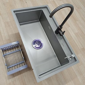 Mua Combo Chậu Rửa Chén Bát Inox 304 FOXIS -7846NB Một Hố Cỡ Lớn (KT:78*46*23CM)  Vòi Rửa Bát Nóng Lạnh Dấu Hỏi  Rổ Nhựa  Xiphong Thoát Nước Cốc Thu Rác Bản To 140mm