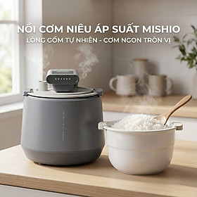 Nồi Cơm Điện Áp Suất Lòng Sứ Dưỡng Sinh Mishio MK396 dung tích 0.8L cho 1-2 người – Bí Quyết Cho Cơm Gạo Lứt - Hàng chính hãng