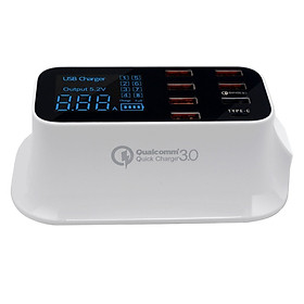 Cổng Sạc Nhanh Để Bàn Đa Trạm Sạc Hiển Thị Đèn LED (8 Cổng)