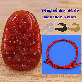 Mặt dây chuyền Hư không tạng bồ tát mã não đỏ 3.6 cm kèm vòng cổ dây dù đỏ, Phật bản mệnh, mặt dây chuyền phong thủy