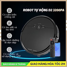 Mua Robot hut bụi lau nhà D2  rô bốt hút bụi  Máy hút bụi gia đình Không Dây loại tốt Công suất cực mạnh pin khủng 4000mAH có hộp nước lau khô ướt  cảm biến chống rơi  chống va chạm