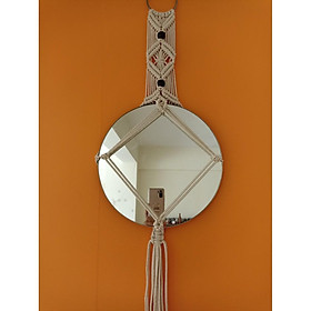 D30cm gương bỉ treo tường trang trí dây treo tết macrame độc đáo