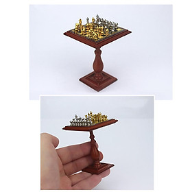 1:12 Miniature Chess Set And Table DIY Doll House Decor Accessory