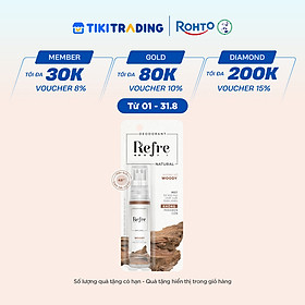 Xịt khử mùi chiết xuất thiên nhiên Refre Natural Woody Hương Gỗ 30ml