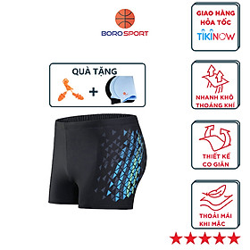 Quần bơi nam Boxer YESURE Diamon Chất liệu  polyester Spandex cao cấp , chống thấm , nhanh khô form Fitness thời trang (Tặng kèm nón bơi + bịt tai silicon)- Hàng Chính Hãng