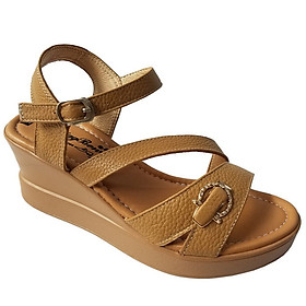 Giày sandal đế xuồng nữ da bò cao 5 phân HKT41