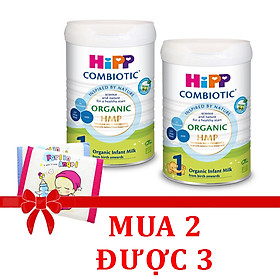Combo 2 lon Sữa bột Hipp số 1 Organic Combiotic HMP 800gr Mẫu Mới tách tem tặng gối thoáng khí Fralin