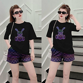 SET BỘ THỜI TRANG FOM RỘNG PHỐI HỌA TIẾT GẤU THÊU