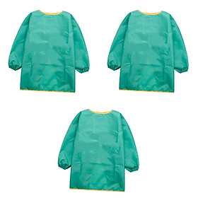 3 Sizes Kids Long Sleeve Waterproof Painting Apron For Kid Cleaning Green