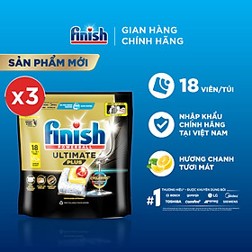 [Mới] Viên rửa chén bát hương chanh Finish Ultimate Plus All in one túi 18 viên - dòng siêu cao cấp