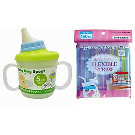 Mua Combo 01 Cốc tập uống cho bé có núm Inomata 230ml + 01 Set ống hút đa sắc màu Seiwa Pro có thể tái sử dụng nhiều lần - Nội địa Nhật Bản