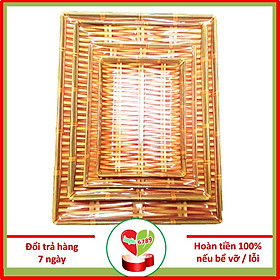 Mua Đĩa Phíp Nhựa Giả Mây  Mẹt Giả Tre Chữ Nhật Đủ Cỡ  Đồ Nhà Hàng  Nhà Bếp - Duonghieu6789