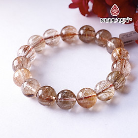 Vòng tay hạt trơn đá thạch anh tóc đỏ đồng trục 13mm mệnh hỏa, thổ - Ngọc Quý Gemstones