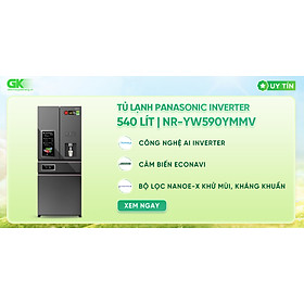 Tủ lạnh Panasonic 4 cánh ngăn đá dưới 540L NR-YW590YMMV - Hàng Chính Hãng