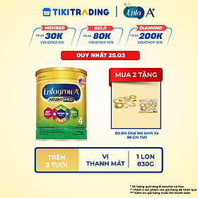 Sữa bột Enfagrow A+ Neuropro 4 830g với DHA giúp phát triển não bộ cho trẻ từ 2–6 tuổi
