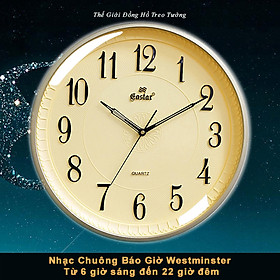 Đồng hồ NHẠC CHUÔNG BÁO GIỜ WESTMINSTER – Báo Nhạc 15 phút – Nghỉ Đêm – Máy Kim Trôi EASTAR Nhật – Mặt Tròn Số Khắc Hoa Văn - Số Nổi 3D - Tặng Pin Maxell - Bảo Hành 1 Năm